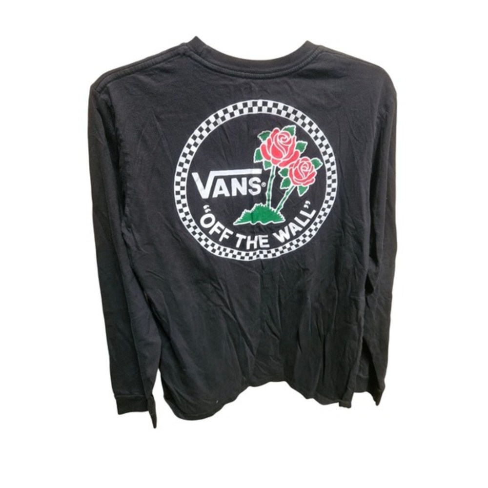 Vans Off The Wall Rose Graphic Long Sleeve T-Shirt Black boys Large - Picture 3 of 4
